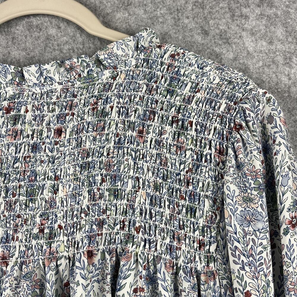 Rose Olive Tunic Top Womens 2X Floral Blouse Smocked Button Front Ruffle Flowy - Picture 13 of 14